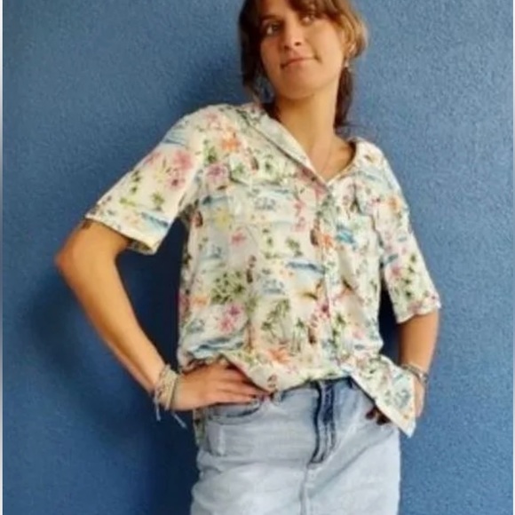 Free People Tops - Sandrine Rose By Free People Hawaiian Pearl Snap Shirt 
Size M